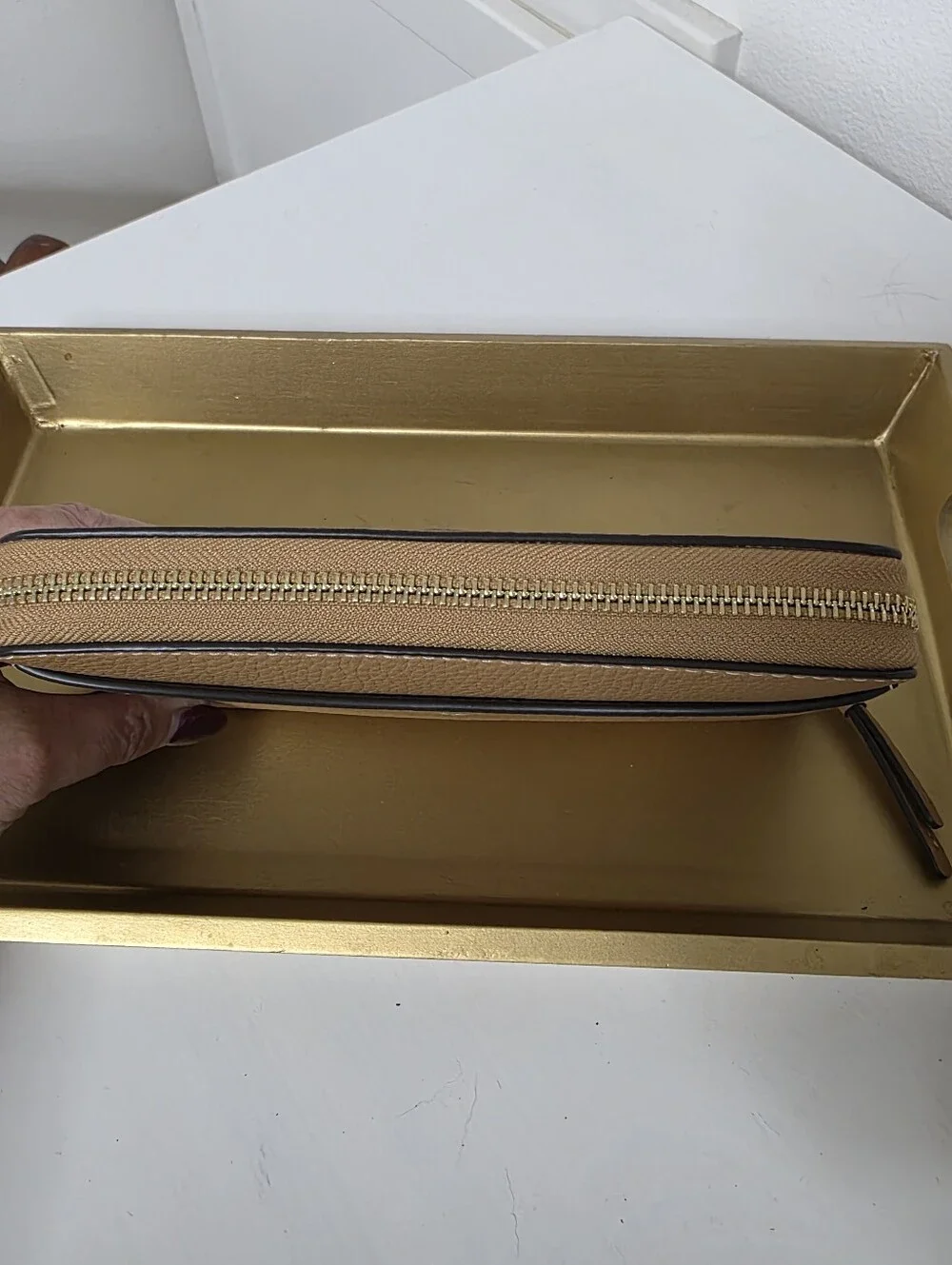 Tory Burch Tan Zip-Around Leather Wallet